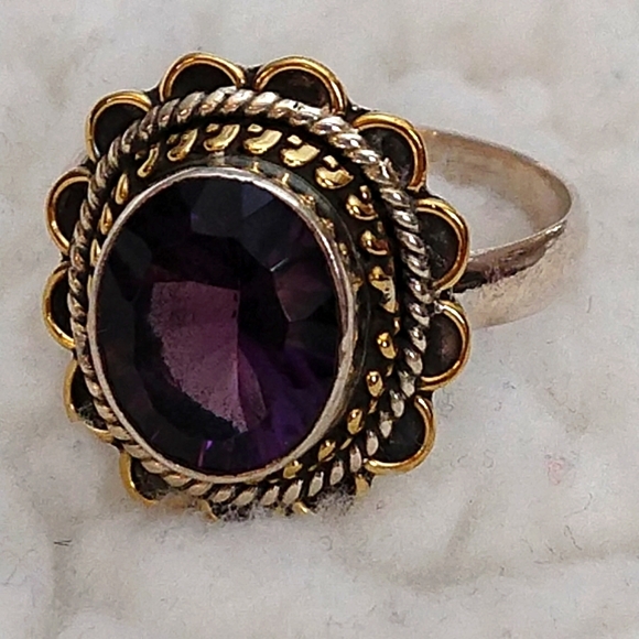 Sterling Silver Amethyst Ring Size 8 1/4 - Picture 3 of 7